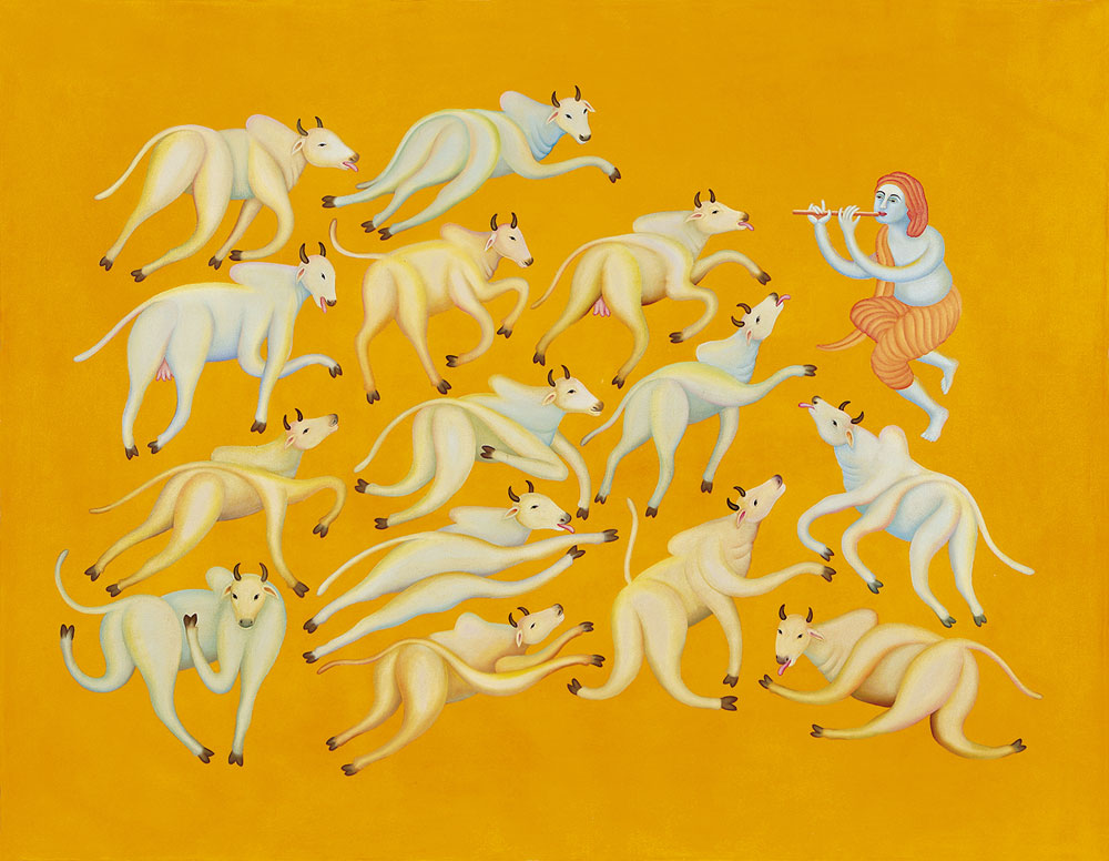 Manjit Bawa Krishna With Cow