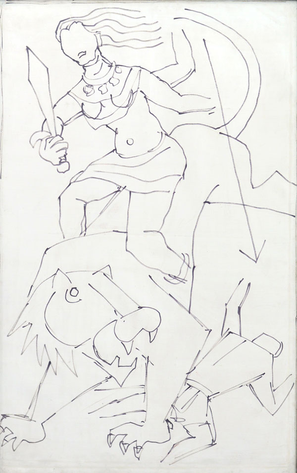 M F Husain Durga Painting